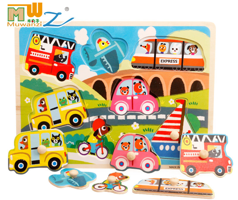 Wooden Puzzle w-handle - Transportation