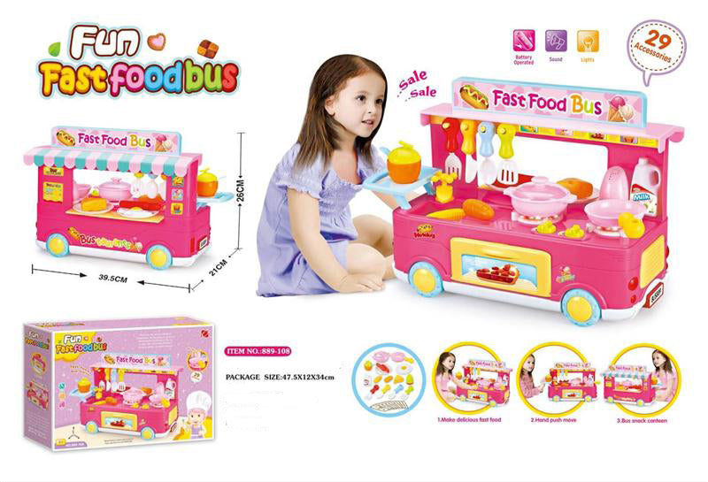 Light & sound fast food campus bus set(Pink)