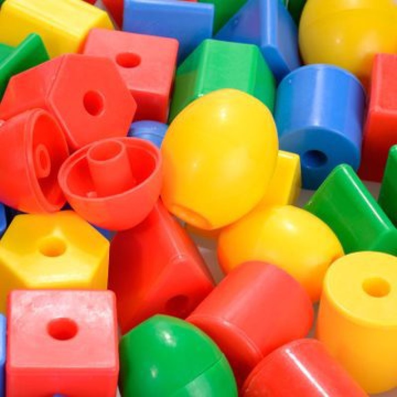 Plastic Jumbo Beads in a Bucket