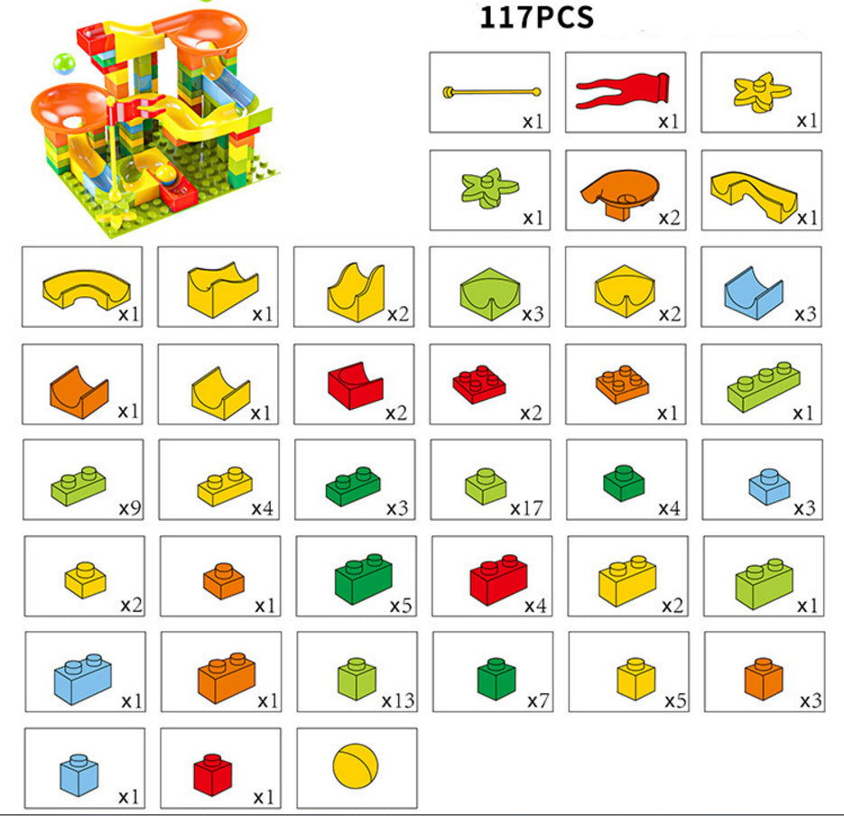 Marble Run Ball Track Building Blocks (117pcs)