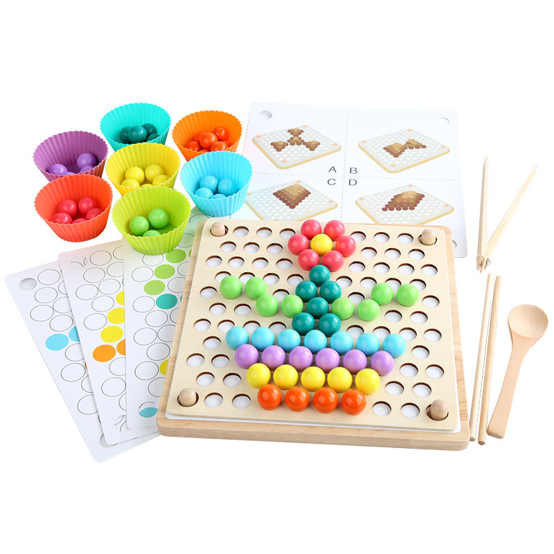 2 in 1 Wooden Tweezers & Dispels Bead Game