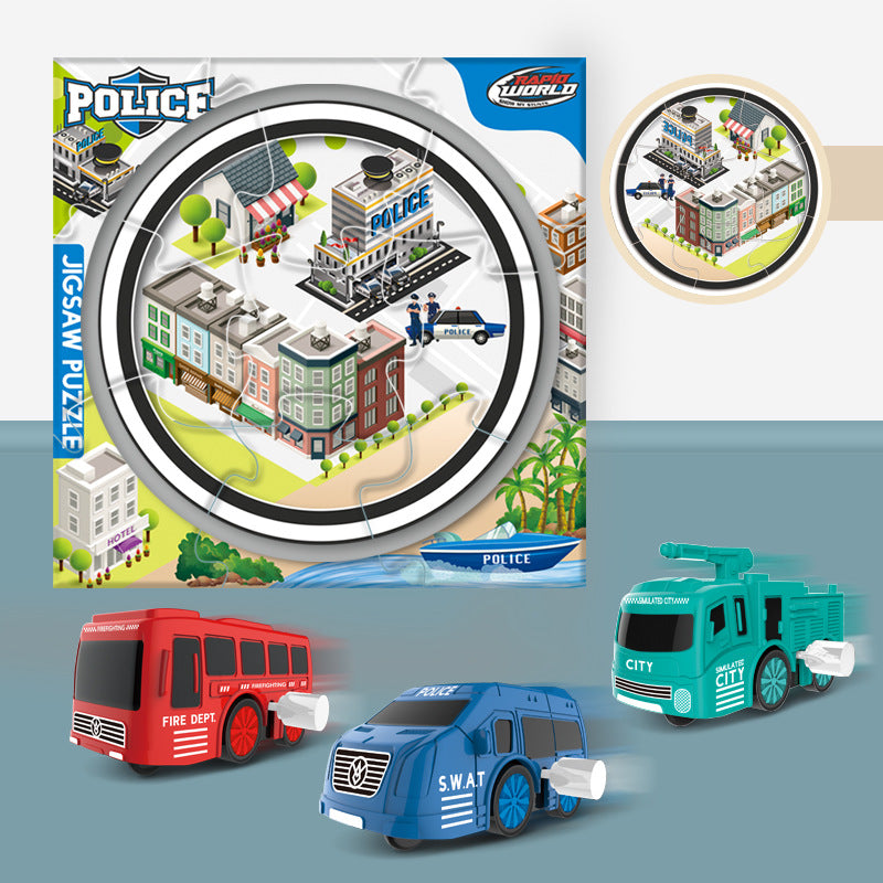 Puzzle & Track Wind-up Vehicles