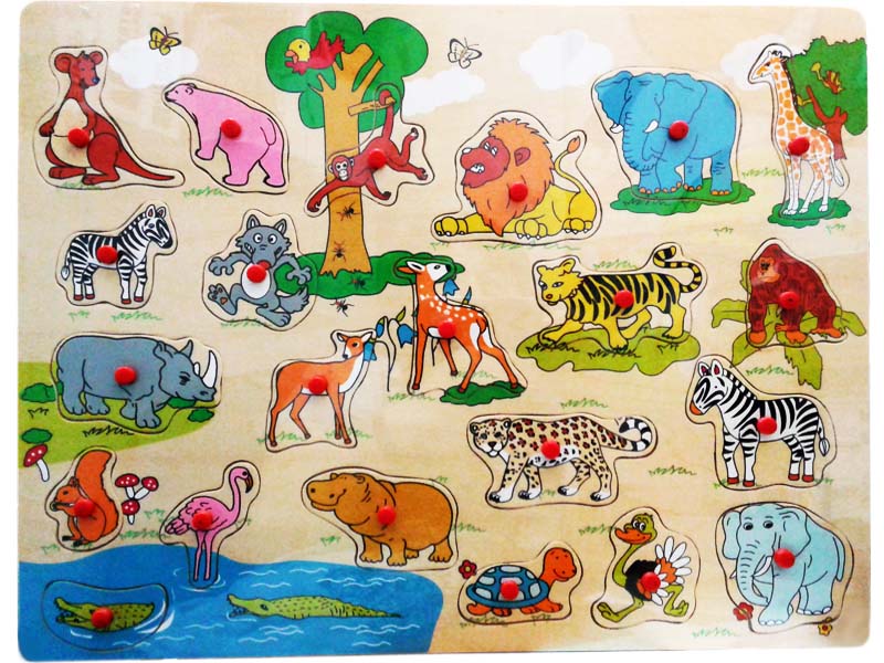 Wooden Wild Animal Peg Puzzle