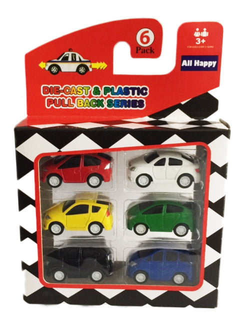 Die cast & Plastic Pull Back Car 6 Pack