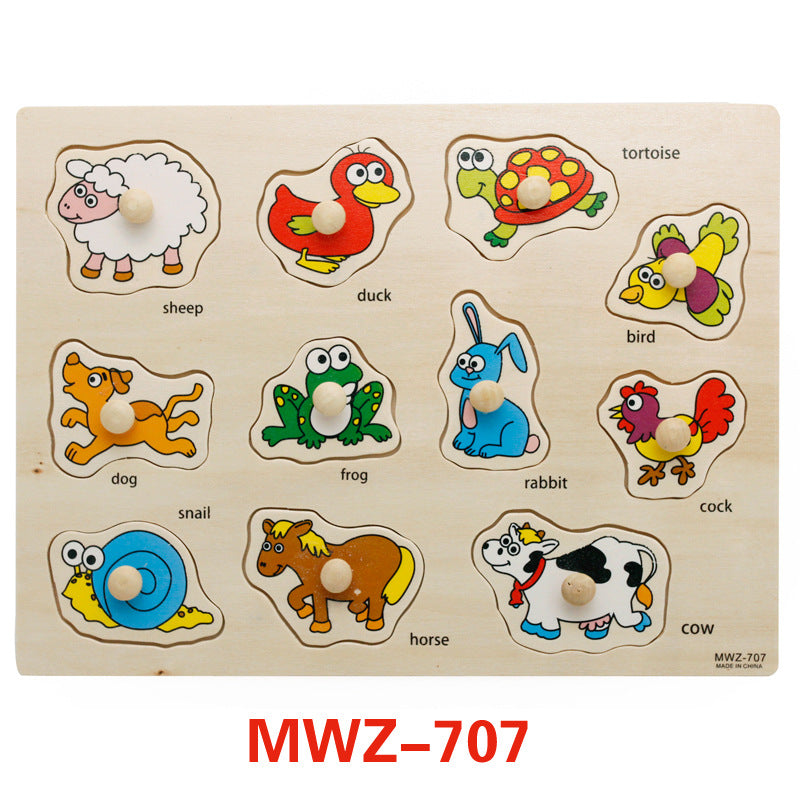 Wooden Puzzle w-handle - Animals