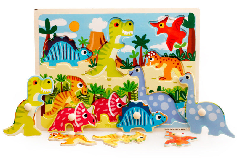 Wooden Puzzle w-handle - Dinosaur