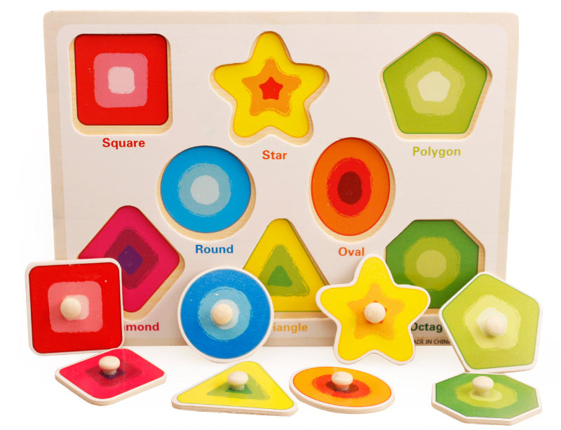 Wooden Puzzle w-handle - Shapes