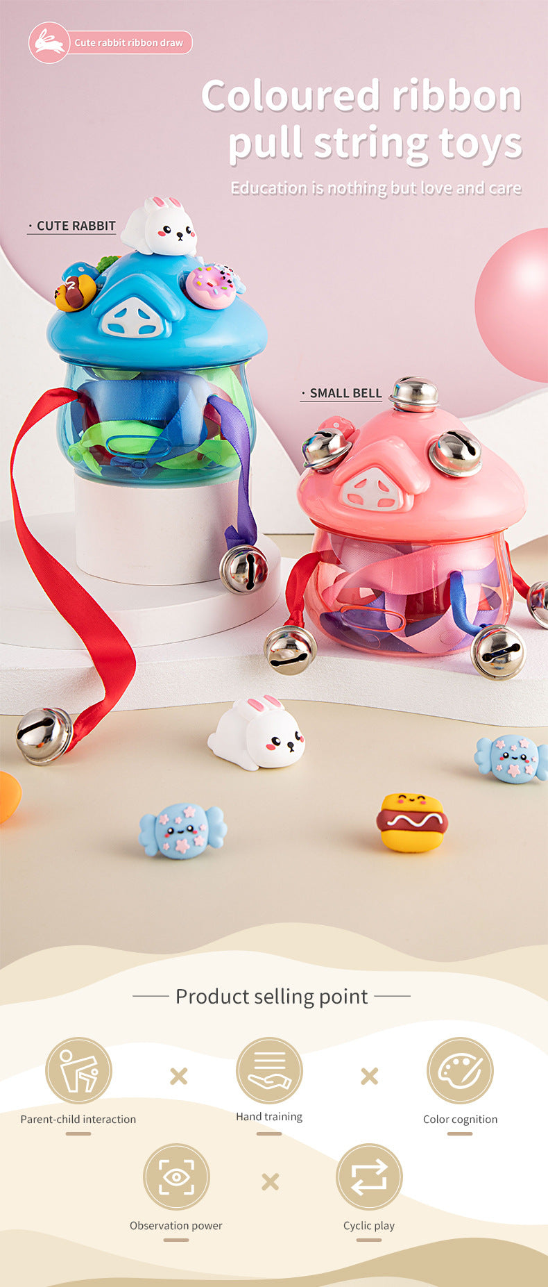 Cute Rabbit Pull Ribbon Toys