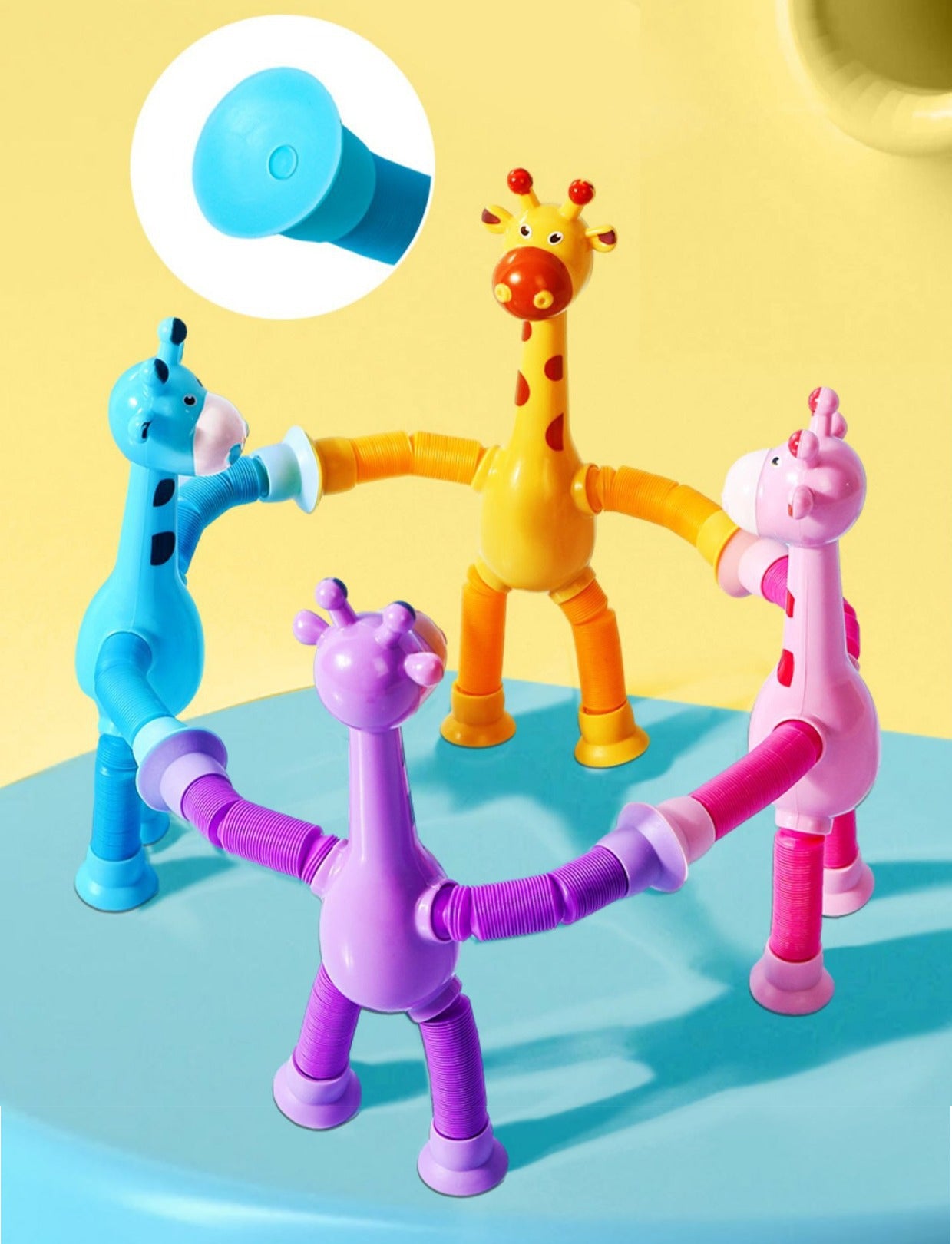 Retractable Pop Tubes Giraffe with Suction Cup