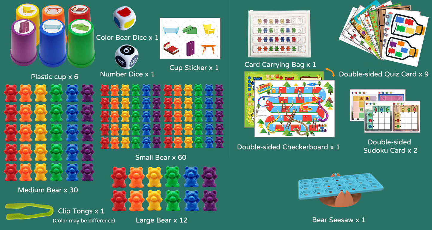 Rainbow Bear Counting Set with Balance Seesaw