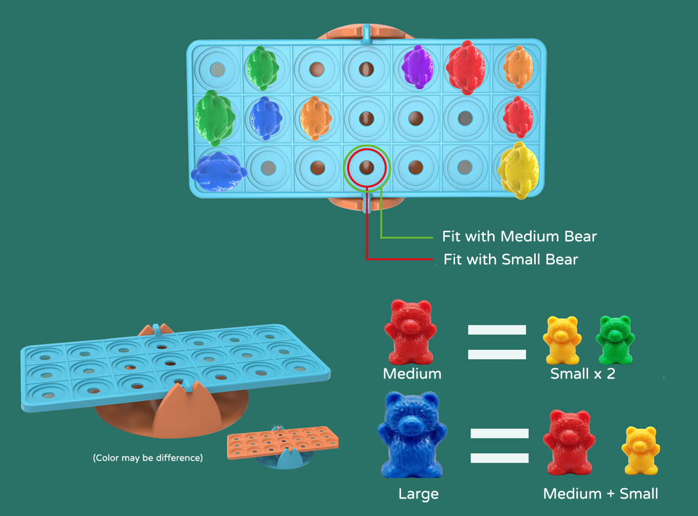 Rainbow Bear Counting Set with Balance Seesaw