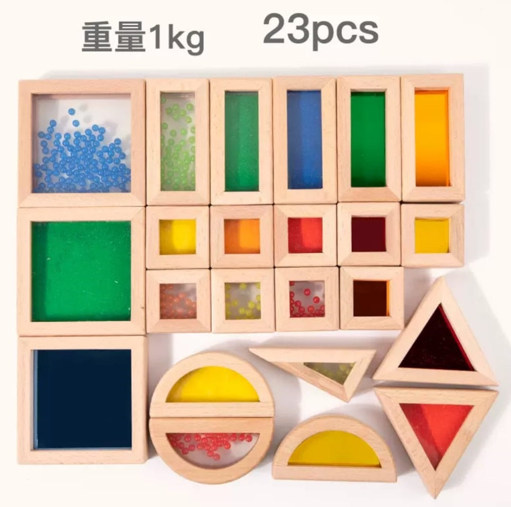 Wooden Sand & Bead & Mirror Color Blocks