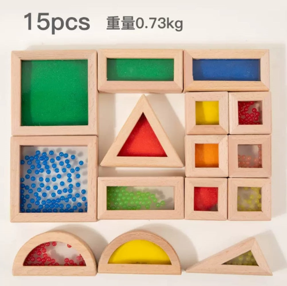 Wooden Sand & Bead & Mirror Color Blocks