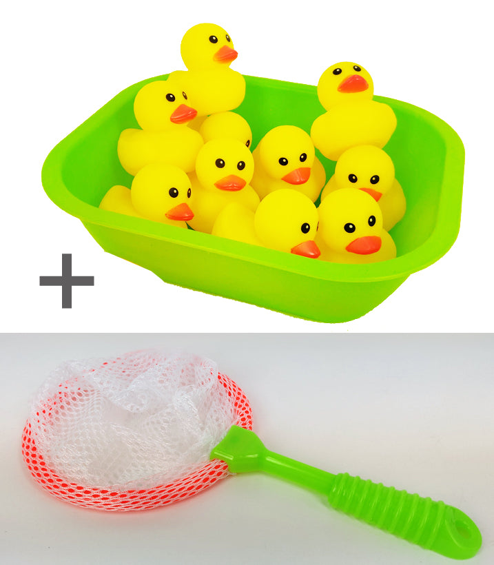 ME100FUN Fishing Water Game Set B - 10 Squeezing Squeaky Ducks