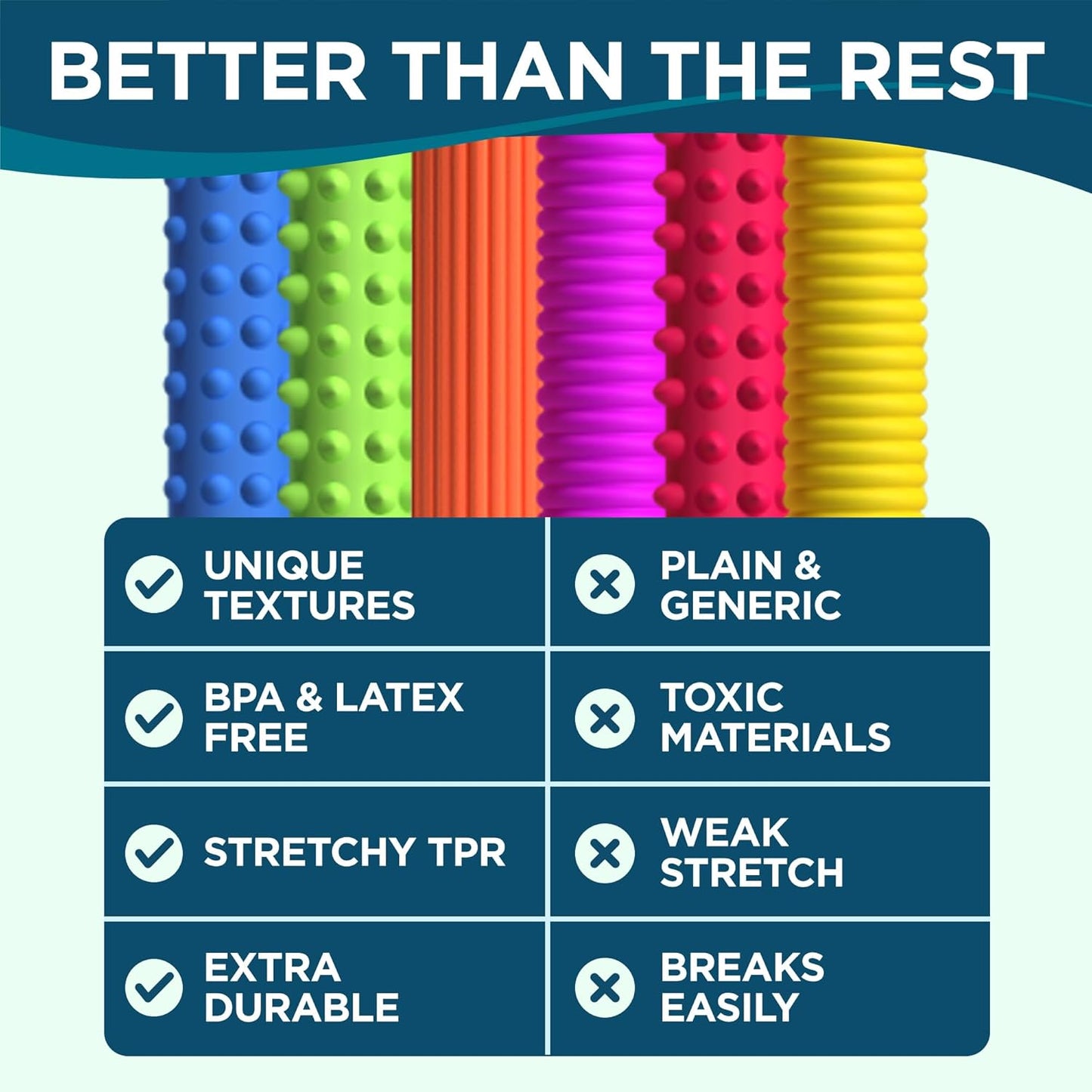 BUNMO Fidget Stretchy Strings - Textured  (6pcs)