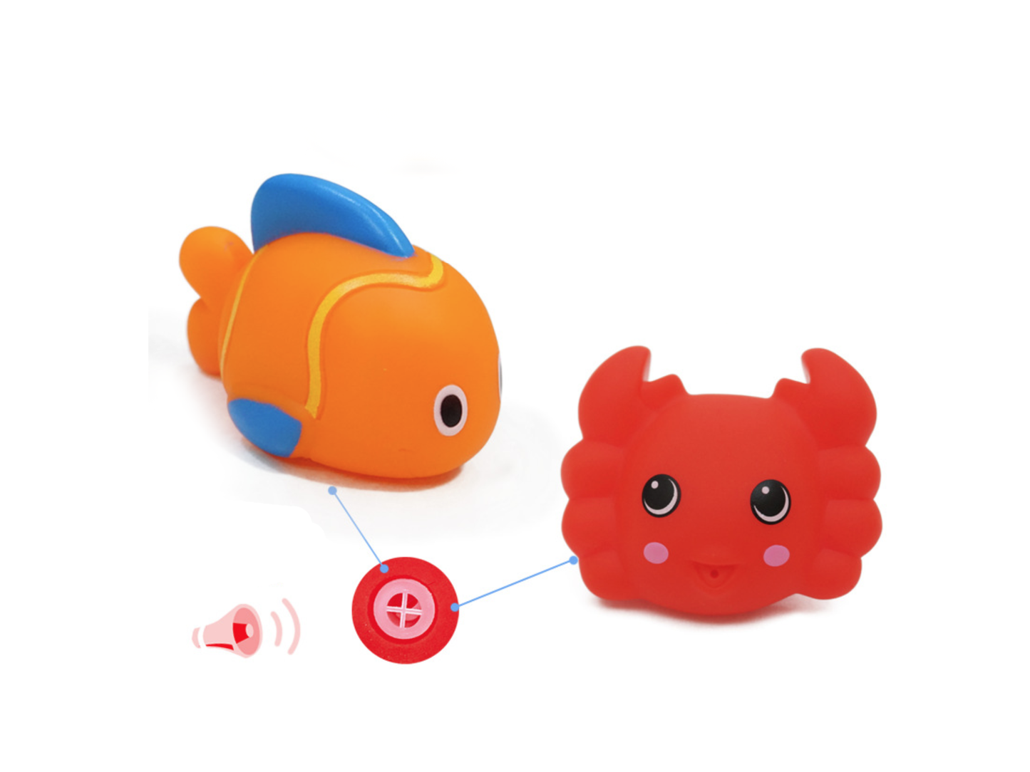 ME100FUN Fishing Water Game Set C - Five Squeezing Squeaky and Squirt Water Friends