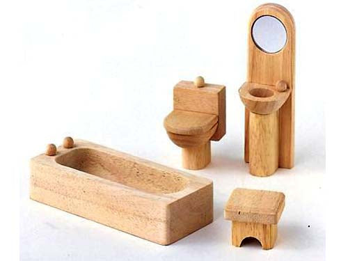 Wooden Doll House Furniture -  Classic Bathroom