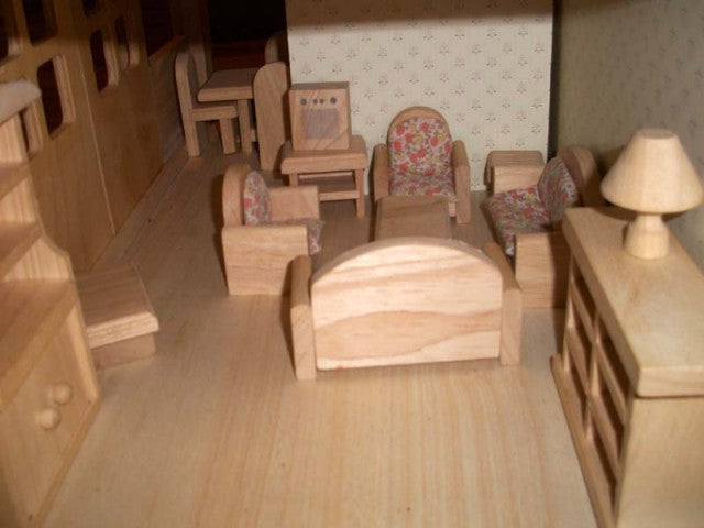 Wooden Doll House Furniture - Classic Living Room