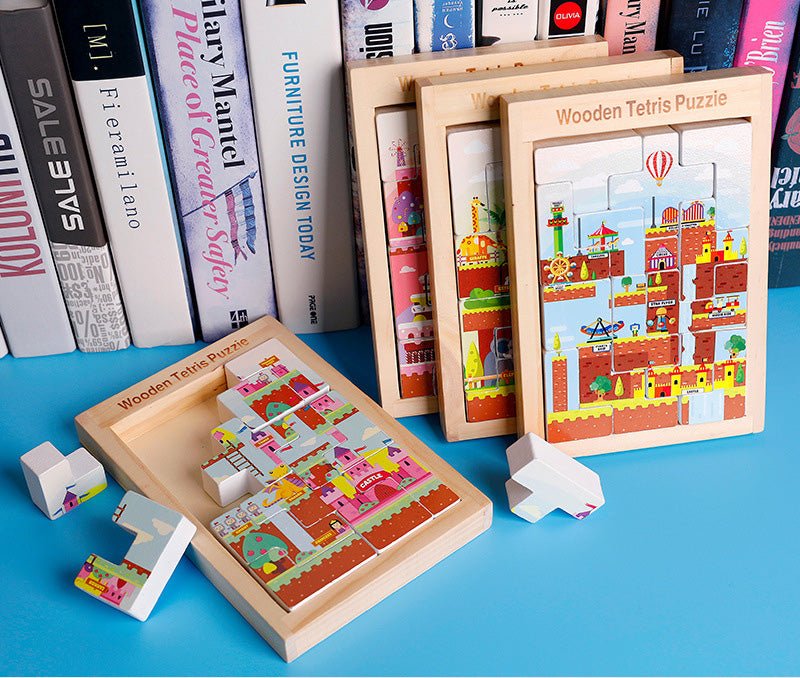 Wooden TETRIS Puzzle