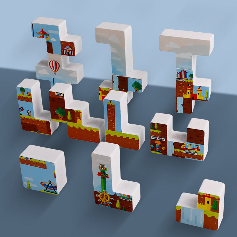 Wooden TETRIS Puzzle