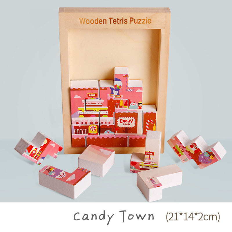 Wooden TETRIS Puzzle