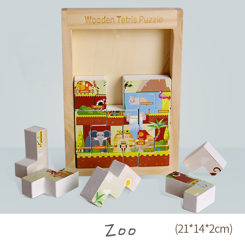 Wooden TETRIS Puzzle