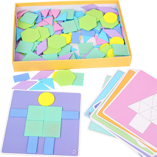 190pcs Wooden Geometric Shape Blocks (Macaron color)