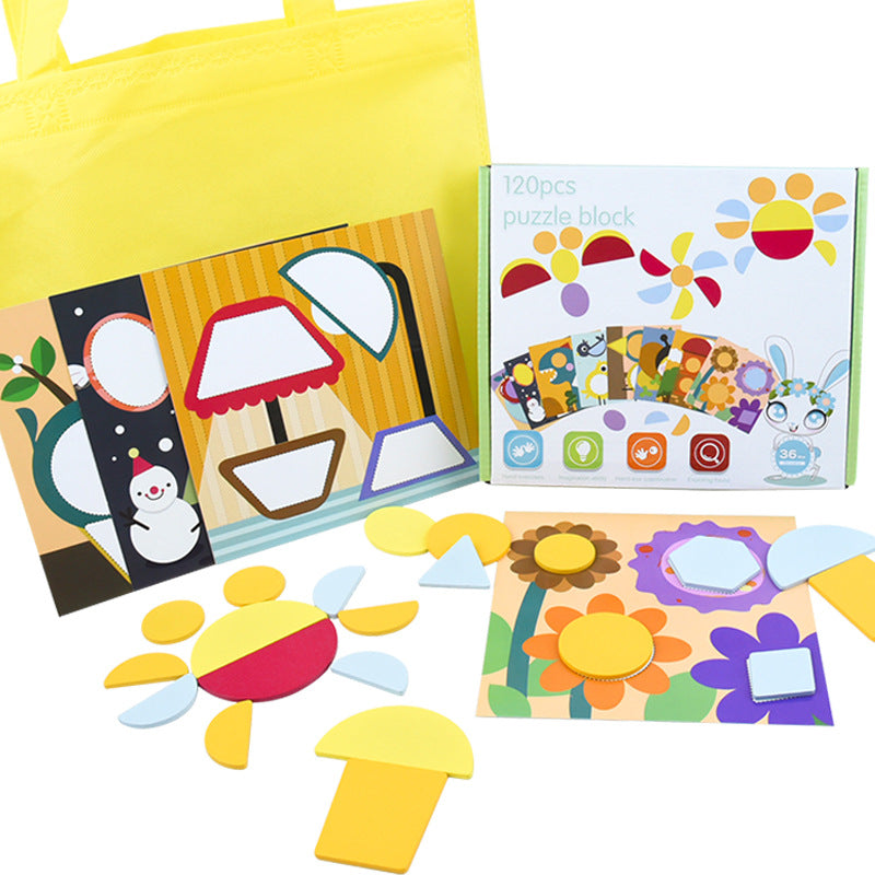 120pcs Wooden Puzzle Block