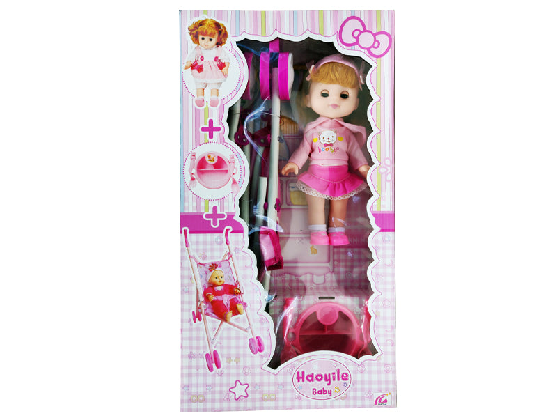 Haoyile Korean Doll (30cm) with baby stroller