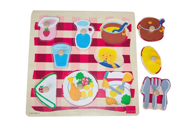 Wooden Puzzle with Handle - Tableware