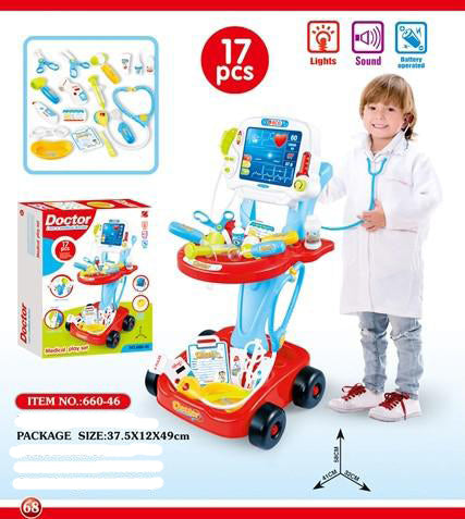 Fun Light & sound Doctor and nurse Electrocardiogram trolley play set