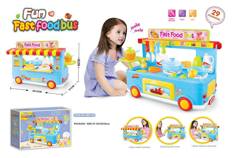 Light & sound fast food campus bus set(Blue)
