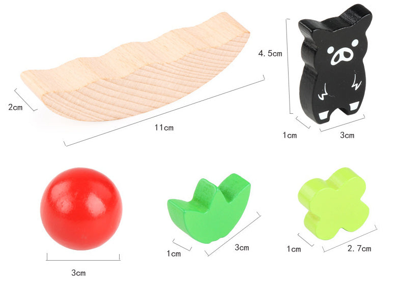 Wooden animal balance game