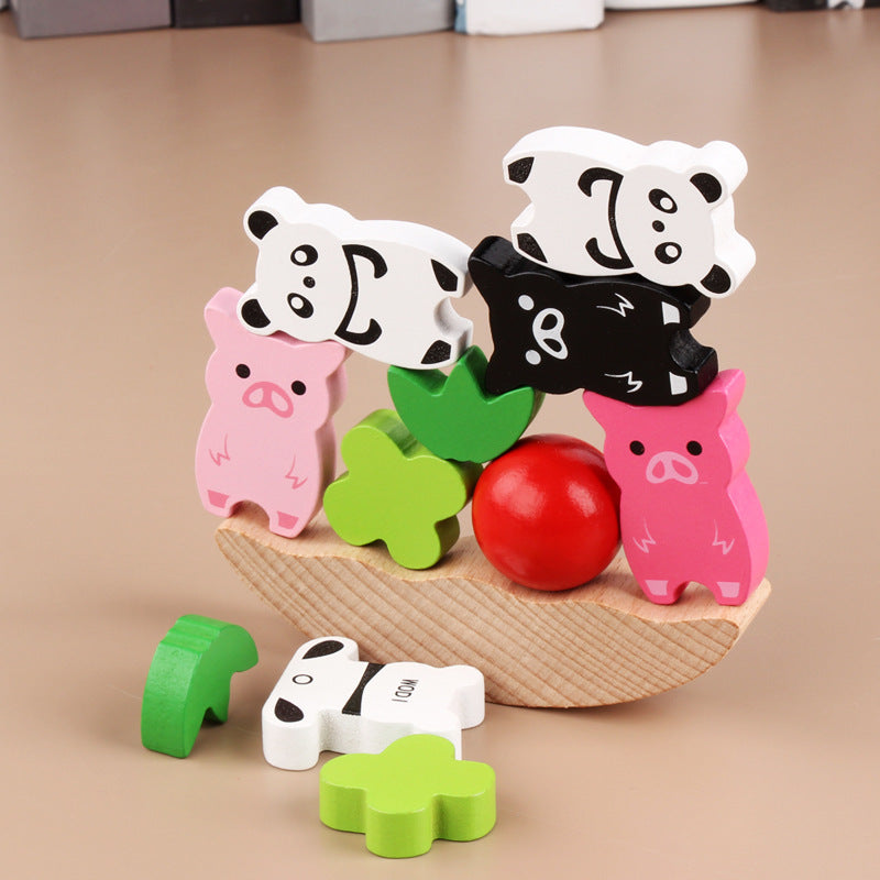 Wooden animal balance game