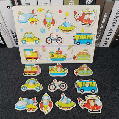 帶手柄的木製拼圖 - 車輛