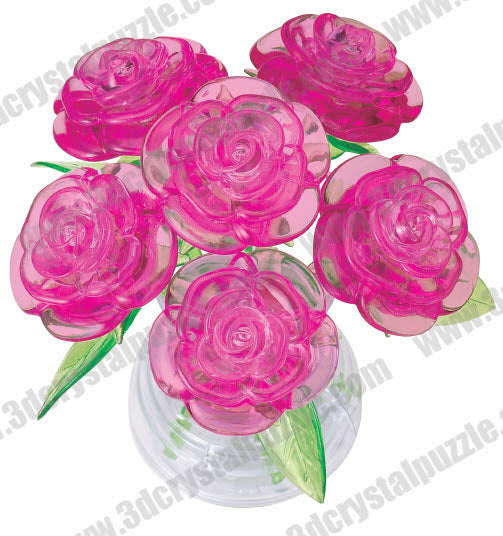 3D Crystal Puzzle - Six Rose (Pink)