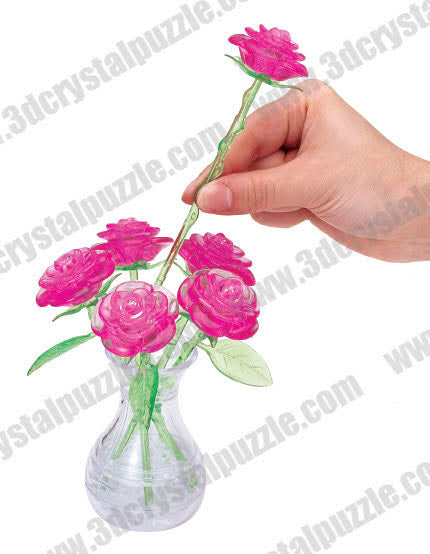 3D Crystal Puzzle - Six Rose (Pink)