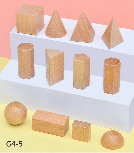 12pcs Wooden Basic 3 Dimensional Models Geometric Solids