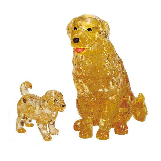 3D Crystal Puzzle - Golden Retriever Family