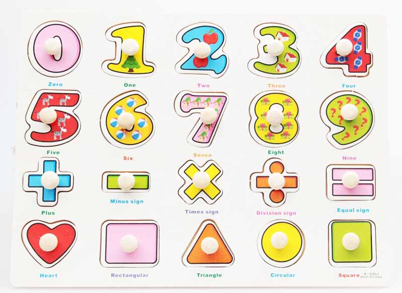 Wooden Puzzle w-handle - Math & Shapes