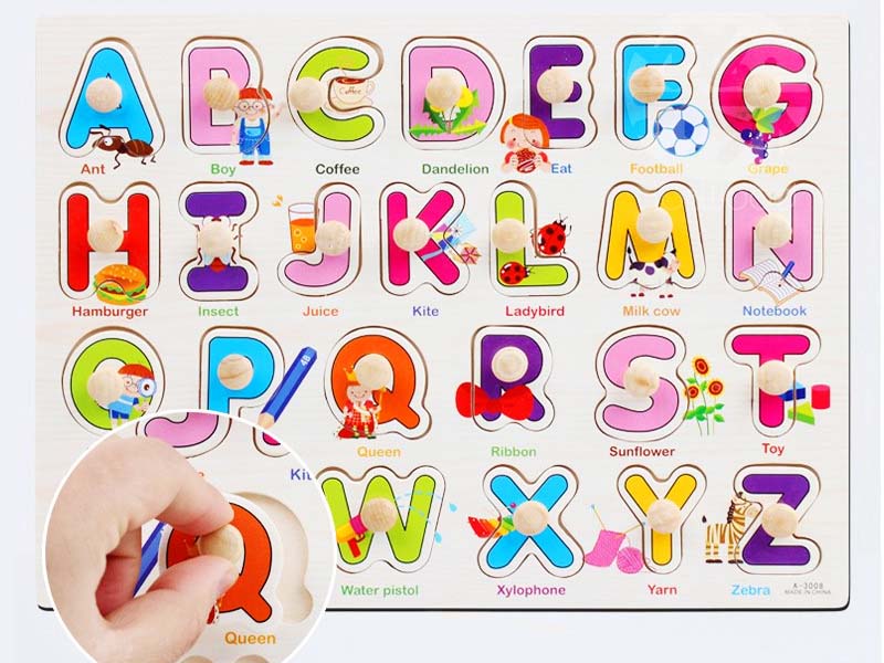 Wooden Puzzle w-handle - Upper Alphabets Letters
