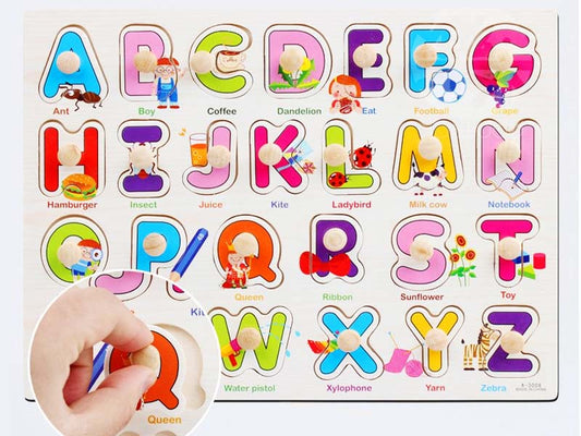 Wooden Puzzle w-handle - Upper Alphabets Letters