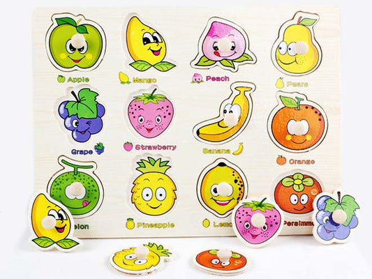 Wooden Puzzle w-handle - Fruit