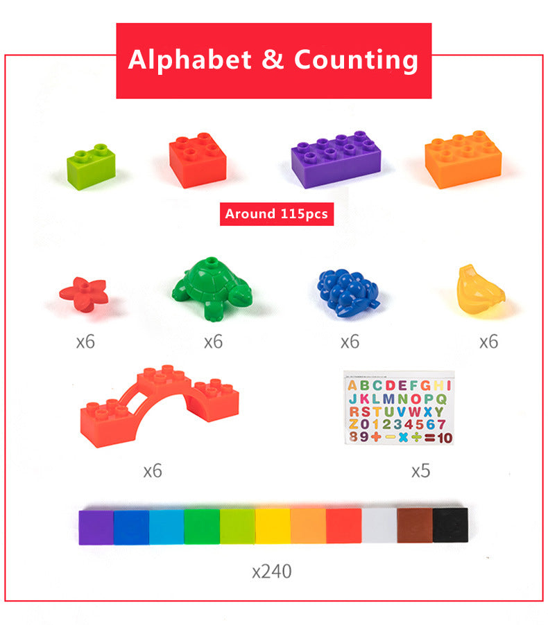 Blocks-Wall Series - Alphabet and Counting Building Blocks w- Panel