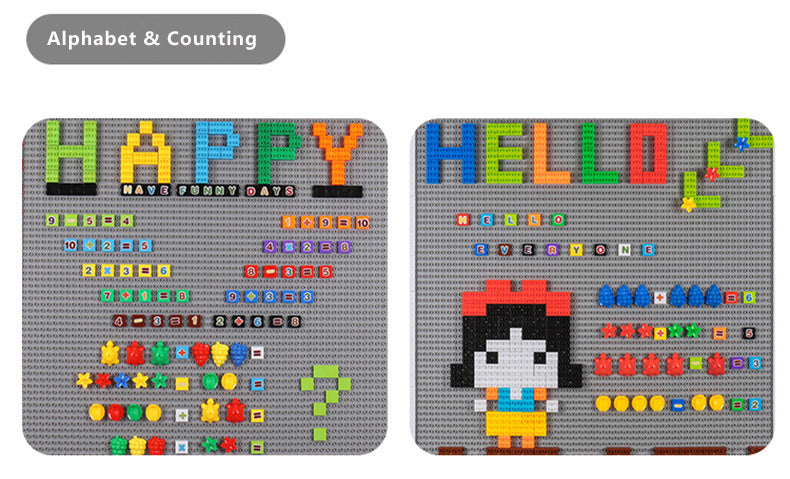 Blocks-Wall Series - Alphabet and Counting Building Blocks w- Panel