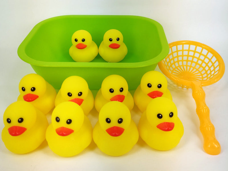 ME100FUN Fishing Water Game Set B - 10 Squeezing Squeaky Ducks