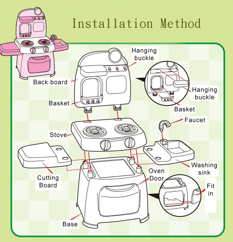 Beissdi Little Kitchen (w- light sound and Water Recyclable water-tap)