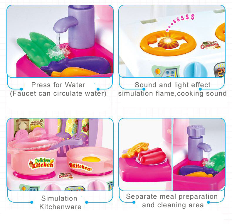 Beissdi Little Kitchen (w- light sound and Water Recyclable water-tap)