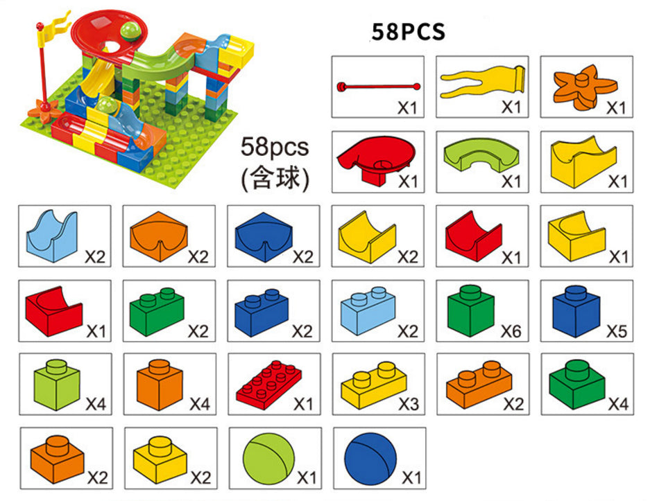 Marble Run Ball Track Building Blocks (58pcs)