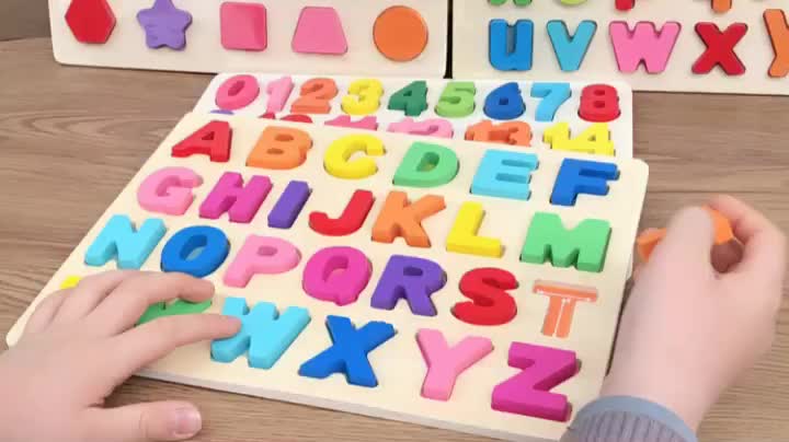 Wooden Number Alphabet Matching Board